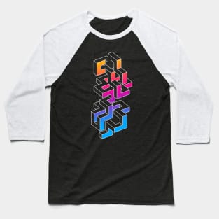 GEOMETRIC 3D MAZE Baseball T-Shirt